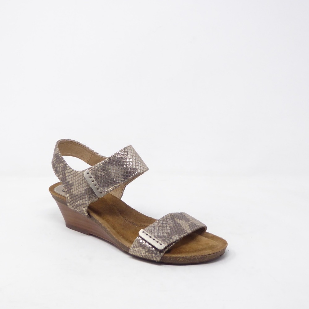 Sofft Verdi II Womens Wedge Sandals Gold Snakeskin Print Leather Size 8M